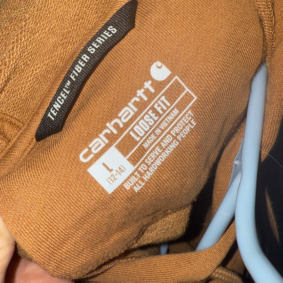 Carhartt Brown Hoodie with Blue Logo - Picture 3 of 3